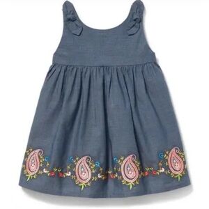 Janie and Jack 0-3 mo. tank top dress blue with paisley design